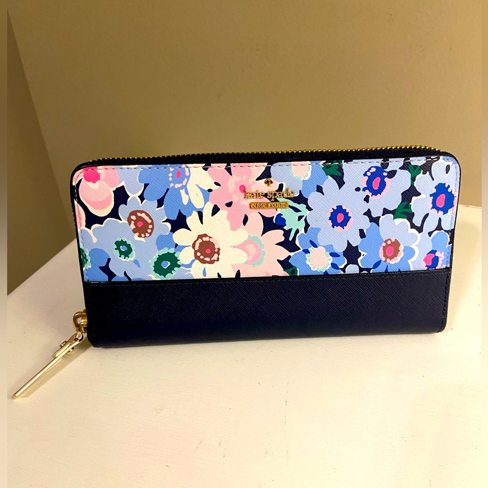 Kate Spade navy blue and floral wallet